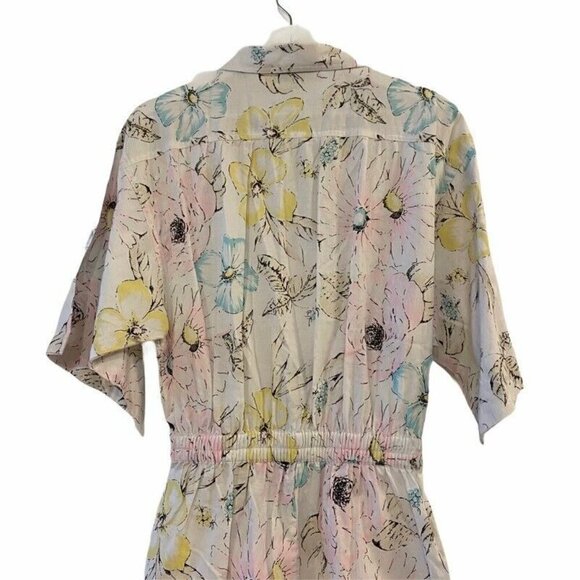 Diane Von Furstenberg Womens Jumpsuit White Floral Pockets Cotton Vintage 10 - Picture 4 of 9